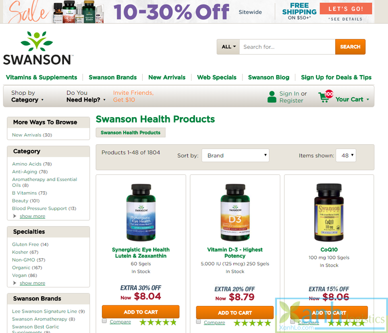 Top 3: Website Swansonvitamins.com cung cấp nguồn kinh doanh thực phẩm chức năng Mỹ uy tín