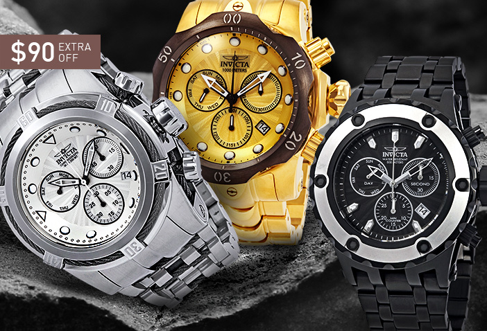 Top deals đồng hồ bán chạy nhất 1: Đồng hồ Invicta S/S và Silicon Chronograph Series Men’s với 18 phong cách